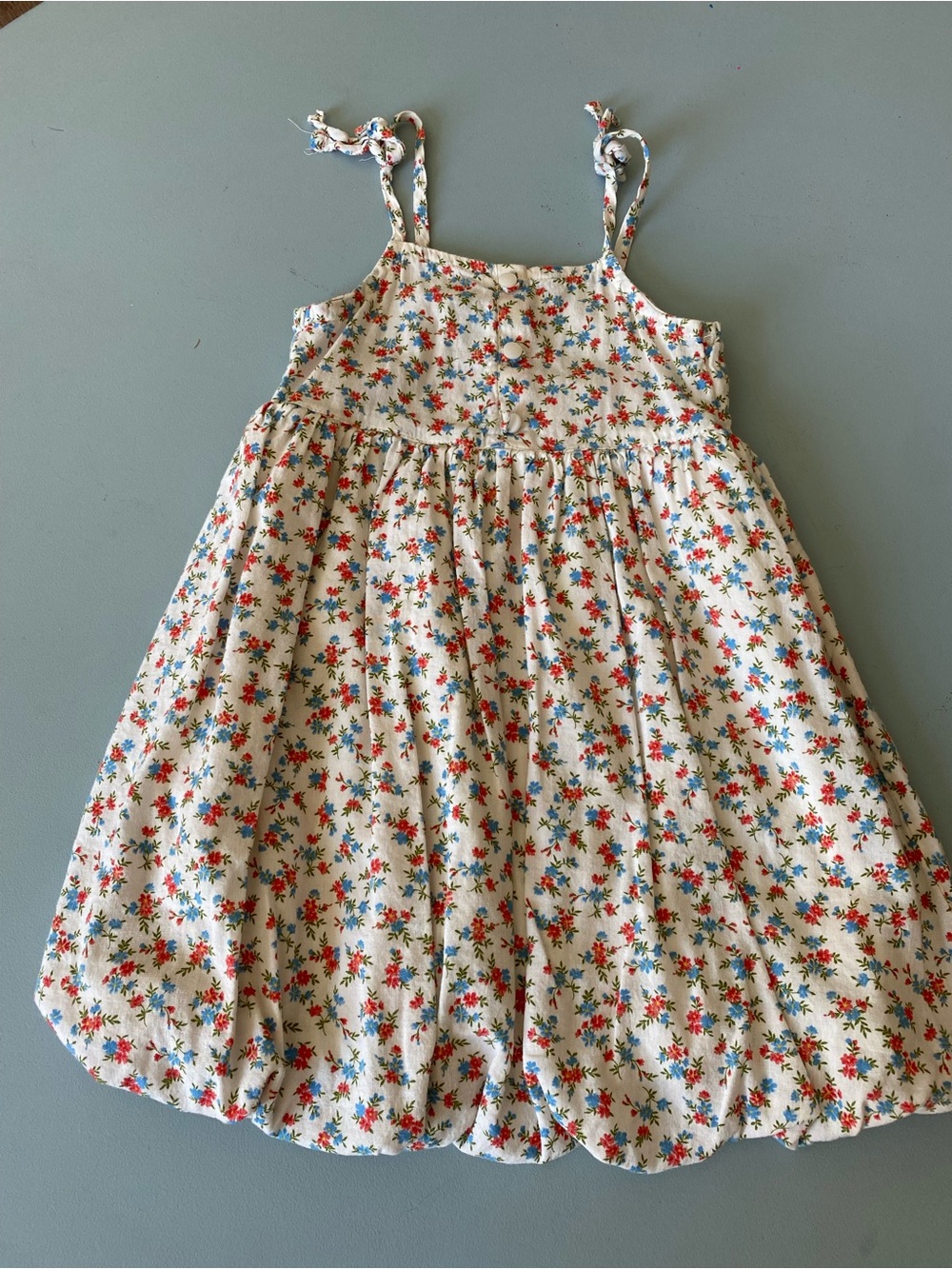 Old Navy Toddler 3T Floral Bubble Dress with Red and Blue Flowers